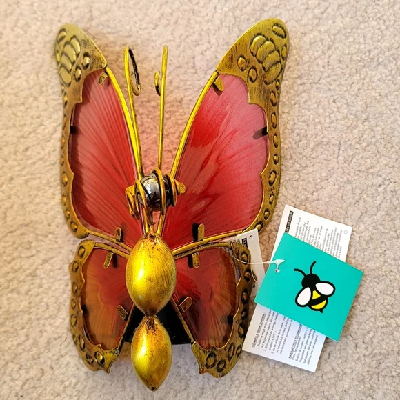 The Lakeside Collection Accents Nwt Solar Glass Butterfly